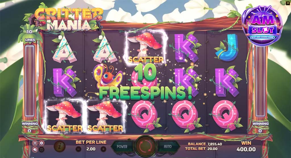 รีวิวเกมสล็อต Critter Mania ambslot เกมสล็อตออนไลน์เว็บตรง